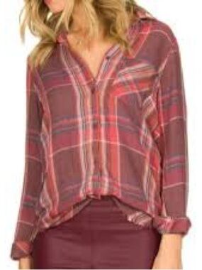 Cloth + Stone Plaid Button-Front Shirt